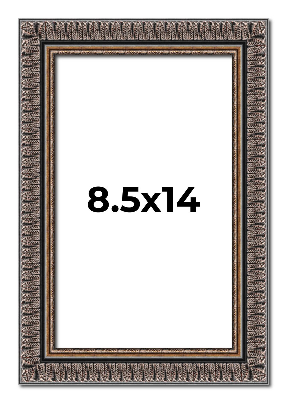 Photo Size Ornate Black Picture Frame - UV Acrylic, Foam Board Backing, Hanging Hardware